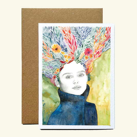 Autumn Woman Greetings Card