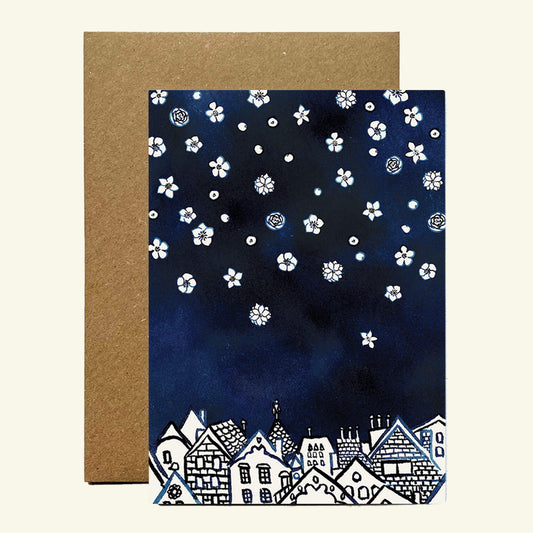 Snowflake Flowers Christmas Card