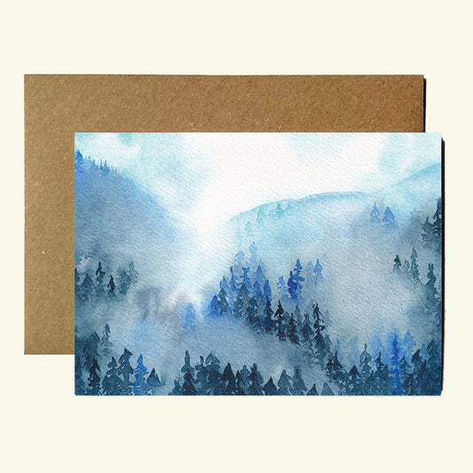 Lost Blue Forest Landscape Greetings Card