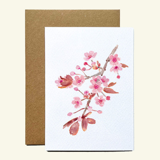 Cherry Blossom Flower Greetings Card