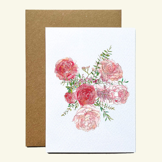 Peonies Floral Greetings Card