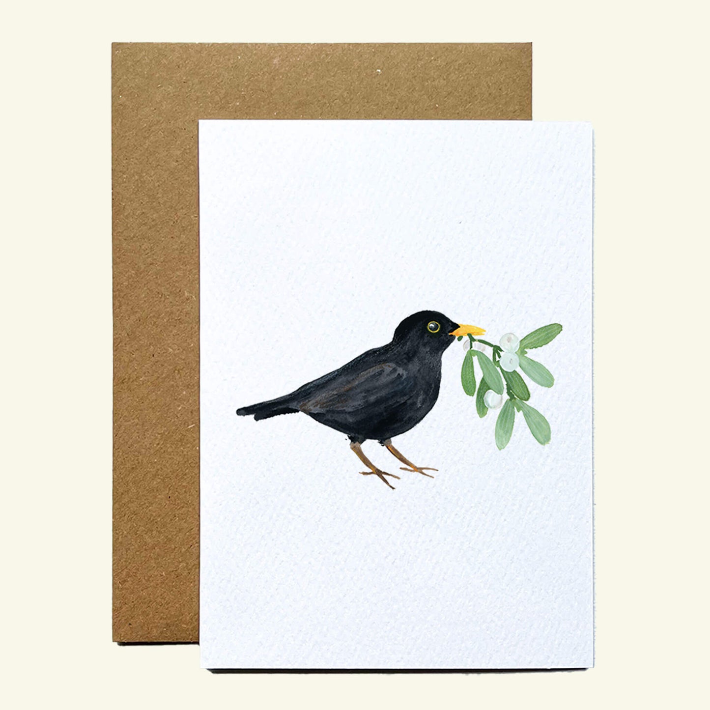 Blackbird & Mistletoe Christmas Card