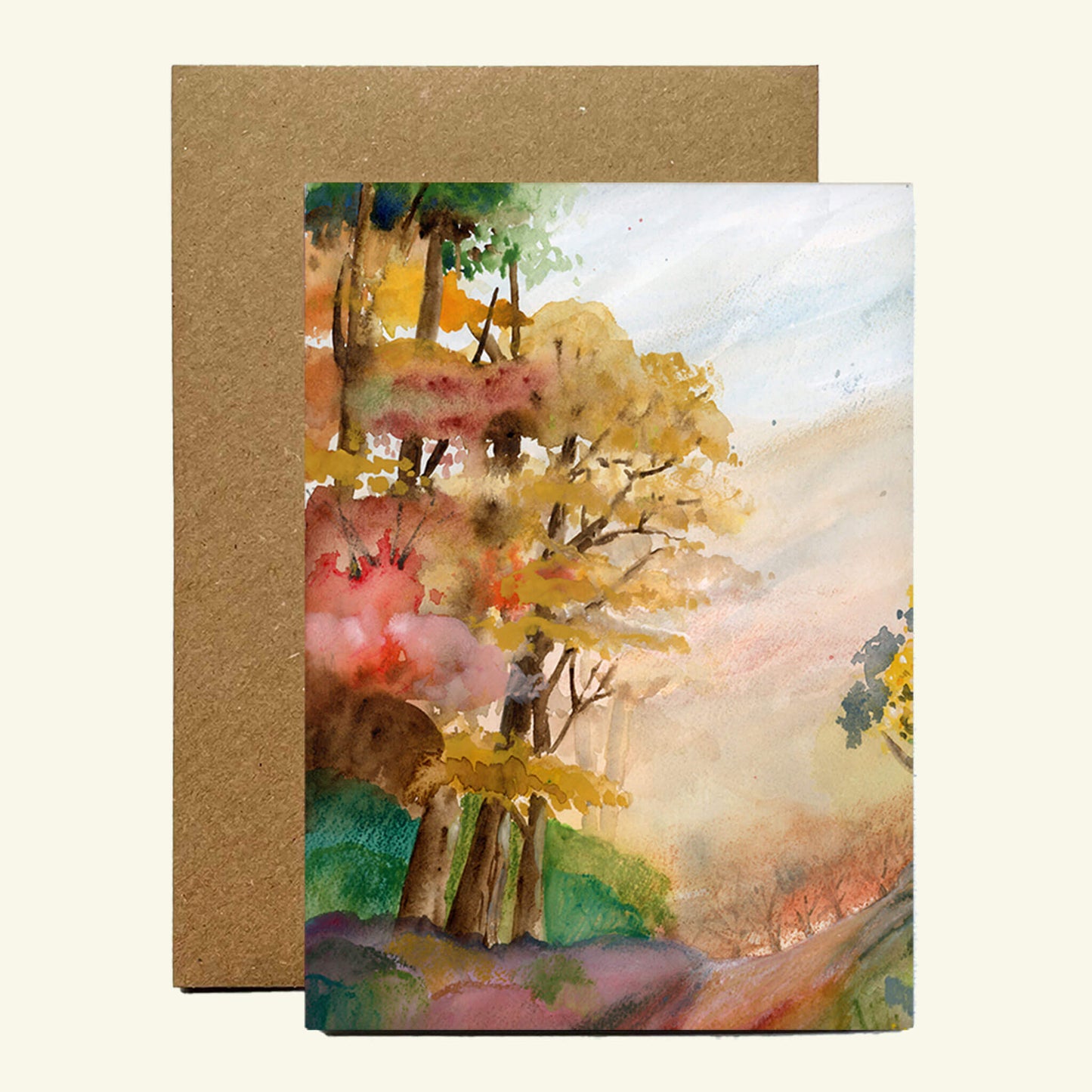 Autumn Walk Landscape Greetings Card