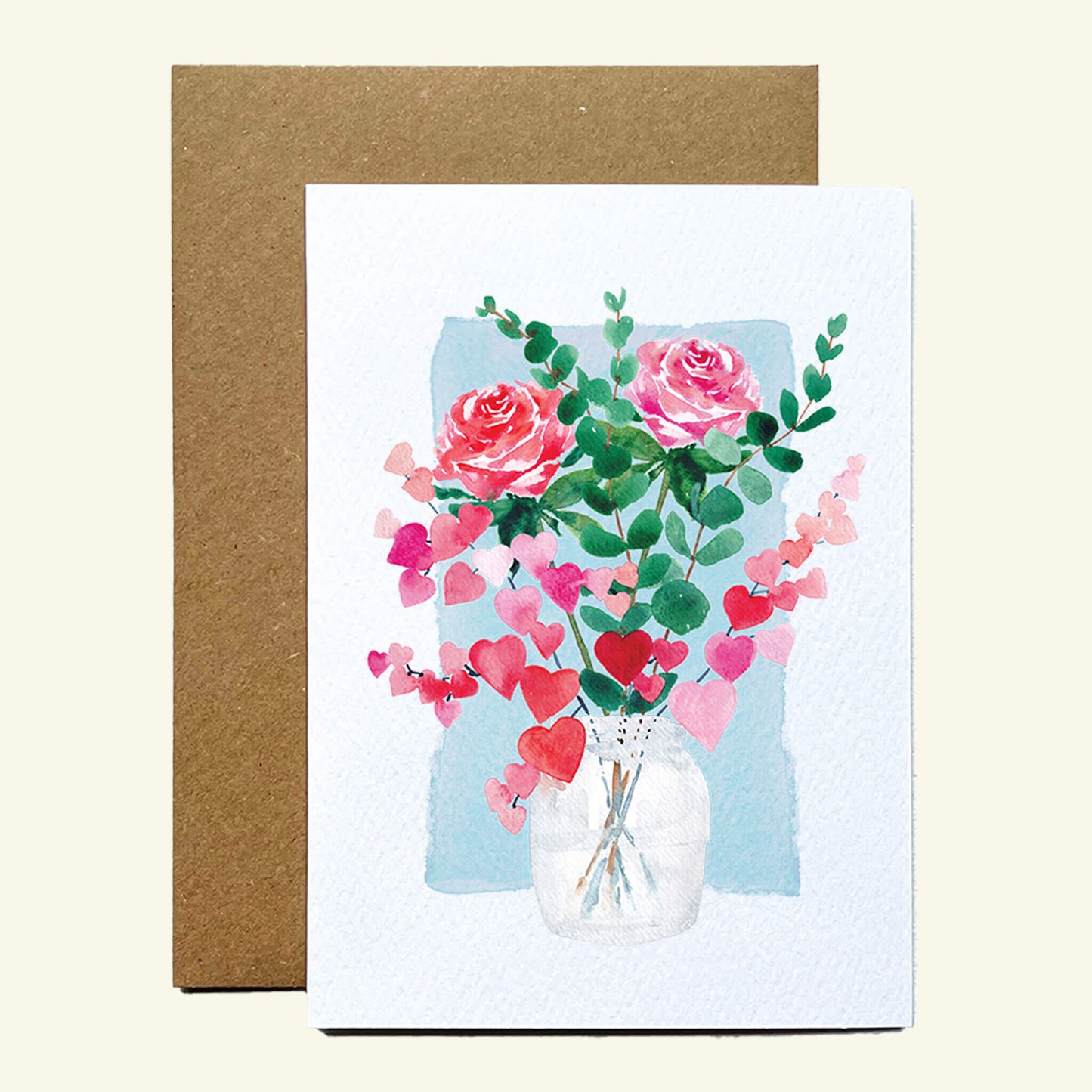 Hearts & Eucalyptus Greetings Card