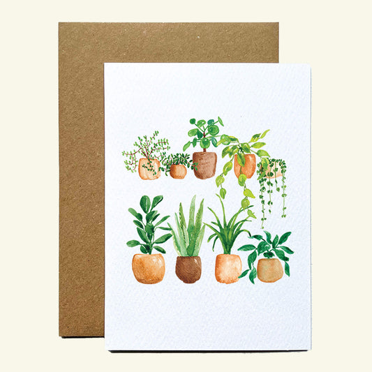 House Plants Green Greetings Card