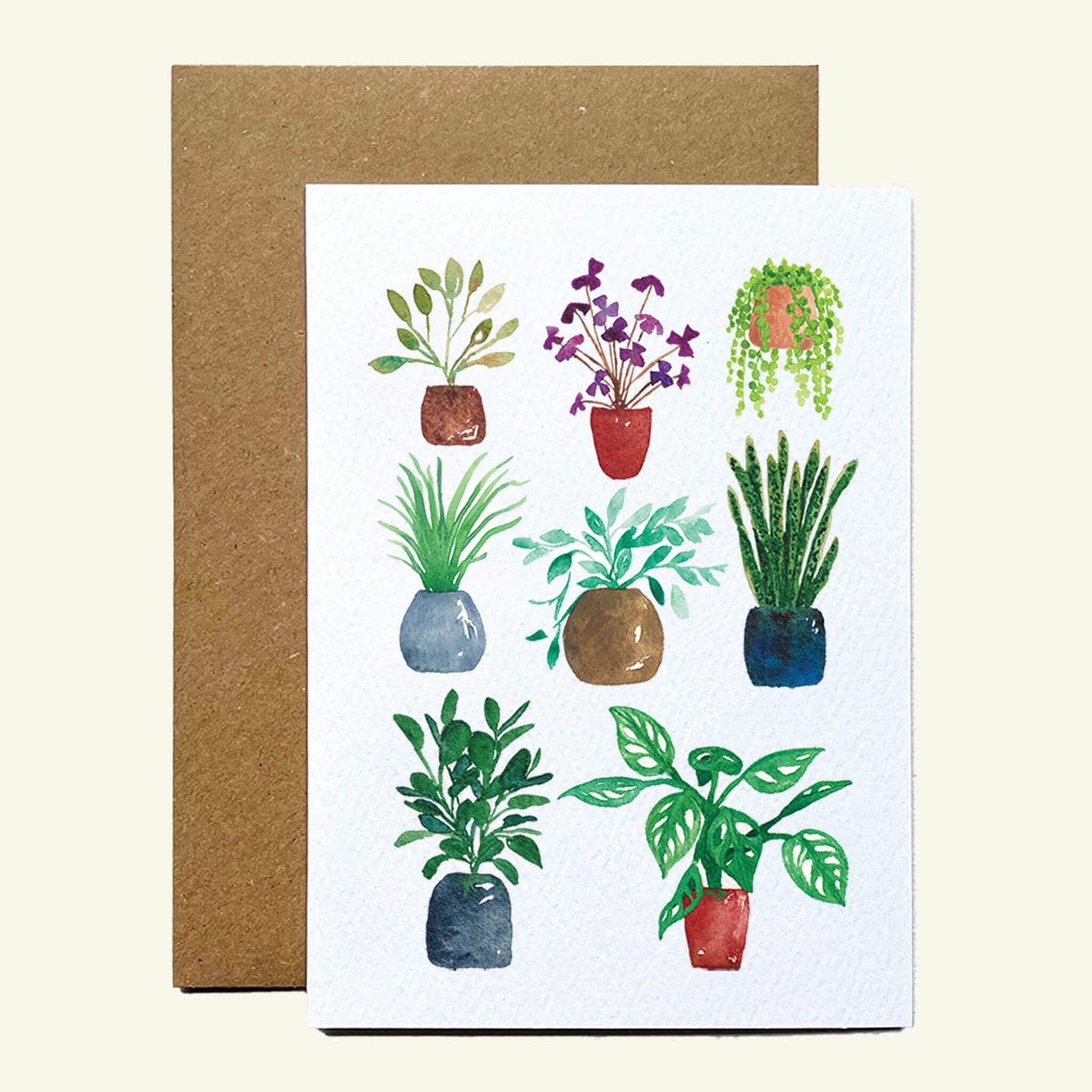 House Plants Purple Greetings Card