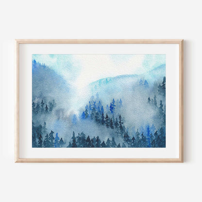 Lost Blue Forest Landscape Art Print