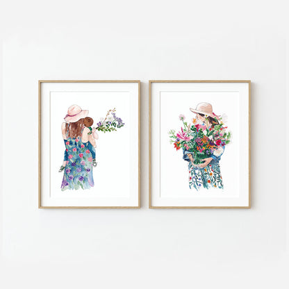 Woman with Flowers Art Print