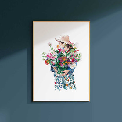 Woman with Flowers Art Print