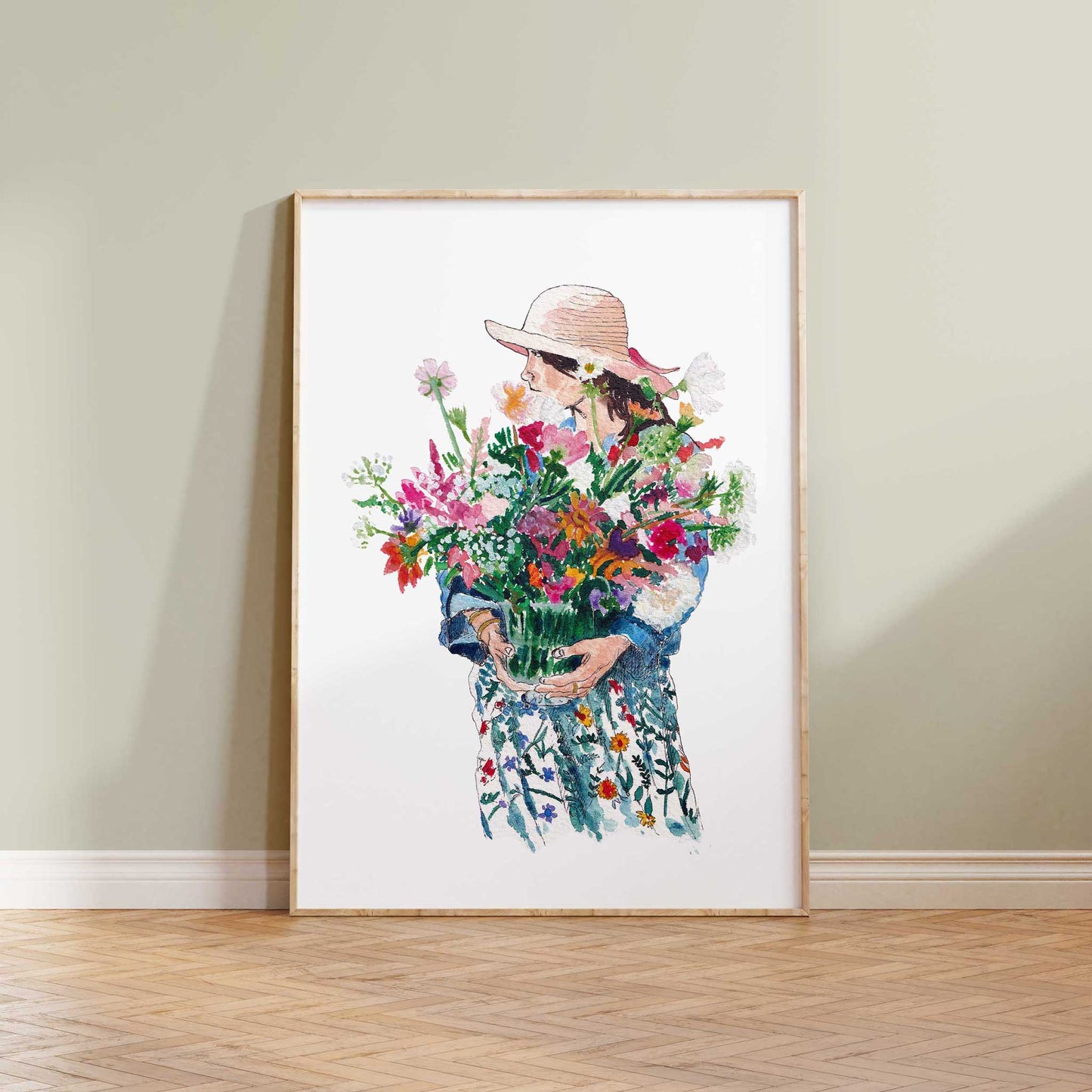 Woman with Flowers Art Print