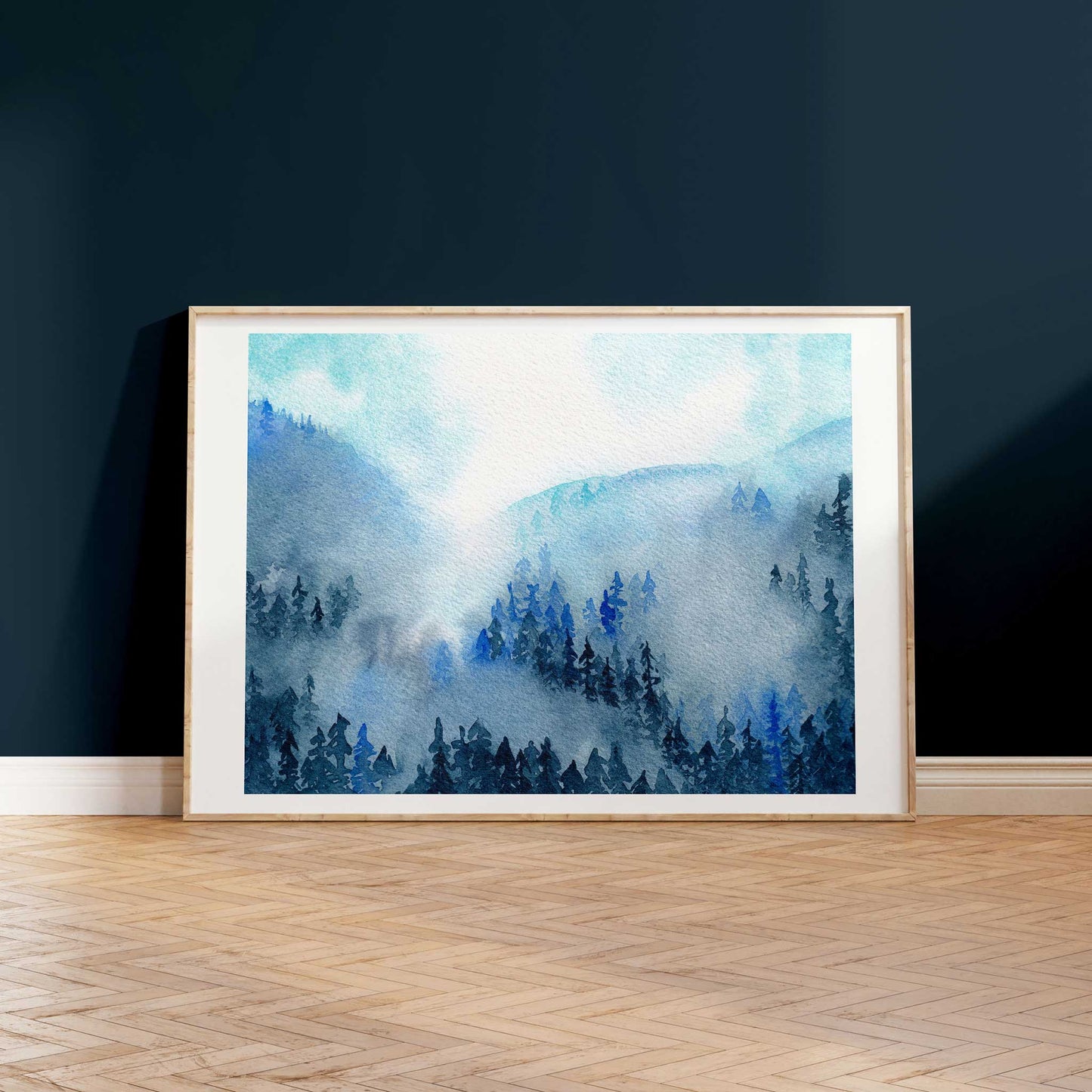 Lost Blue Forest Landscape Art Print