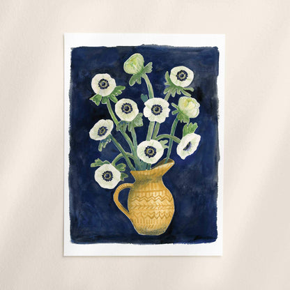 White Anemone Flower Art Print